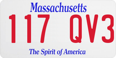 MA license plate 117QV3