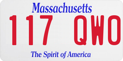MA license plate 117QW0
