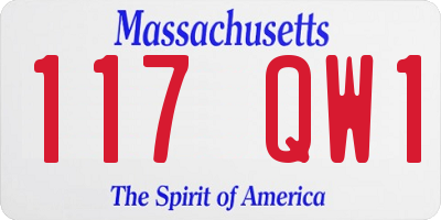 MA license plate 117QW1