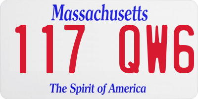 MA license plate 117QW6