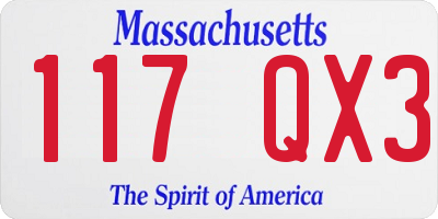 MA license plate 117QX3