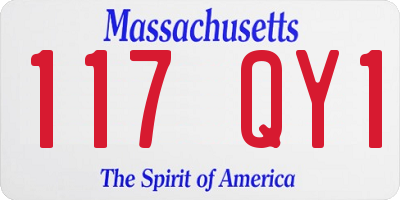 MA license plate 117QY1