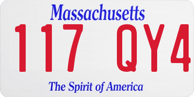 MA license plate 117QY4