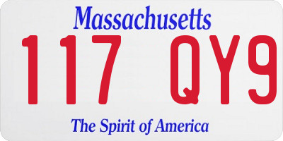 MA license plate 117QY9