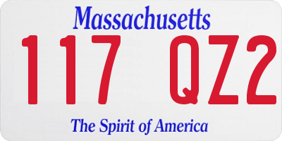 MA license plate 117QZ2