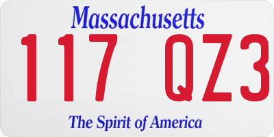 MA license plate 117QZ3