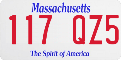 MA license plate 117QZ5