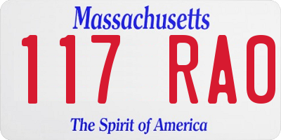 MA license plate 117RA0