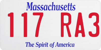 MA license plate 117RA3