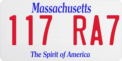 MA license plate 117RA7