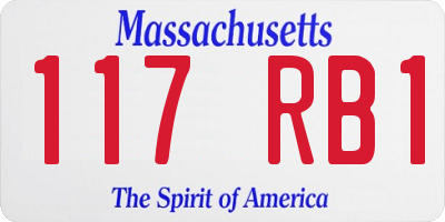 MA license plate 117RB1