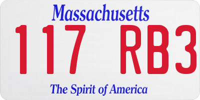 MA license plate 117RB3