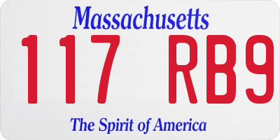MA license plate 117RB9