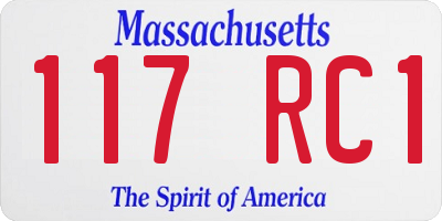 MA license plate 117RC1