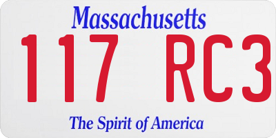 MA license plate 117RC3