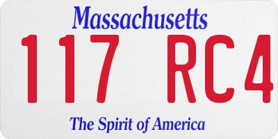MA license plate 117RC4