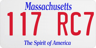 MA license plate 117RC7