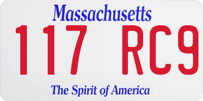 MA license plate 117RC9