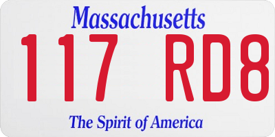 MA license plate 117RD8