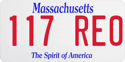 MA license plate 117RE0