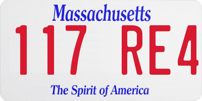 MA license plate 117RE4