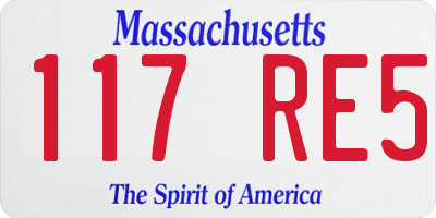 MA license plate 117RE5
