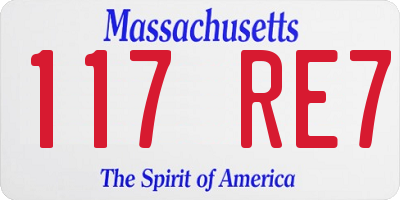 MA license plate 117RE7
