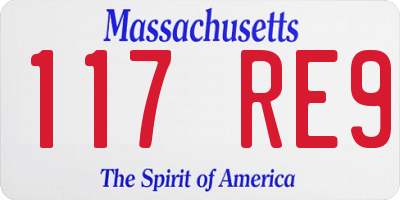 MA license plate 117RE9