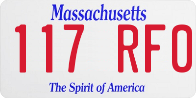 MA license plate 117RF0