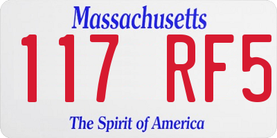 MA license plate 117RF5