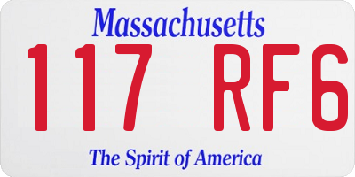MA license plate 117RF6
