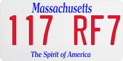MA license plate 117RF7
