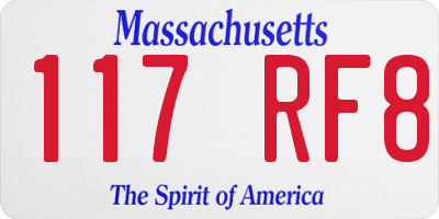 MA license plate 117RF8