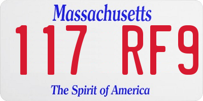 MA license plate 117RF9