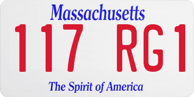 MA license plate 117RG1