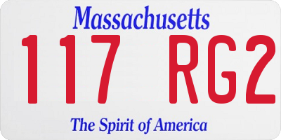MA license plate 117RG2