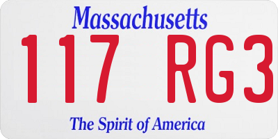 MA license plate 117RG3