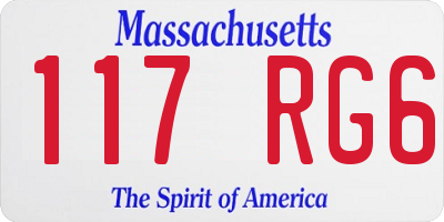MA license plate 117RG6