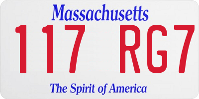 MA license plate 117RG7