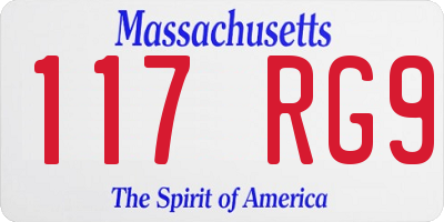 MA license plate 117RG9