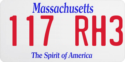 MA license plate 117RH3