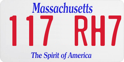 MA license plate 117RH7