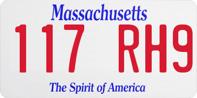 MA license plate 117RH9