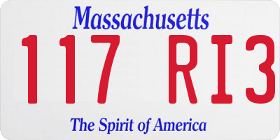 MA license plate 117RI3
