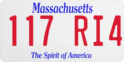 MA license plate 117RI4