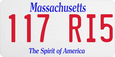MA license plate 117RI5