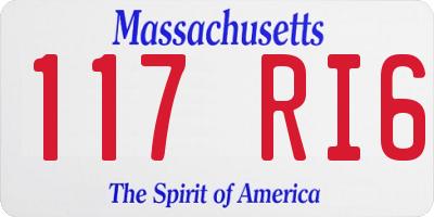 MA license plate 117RI6