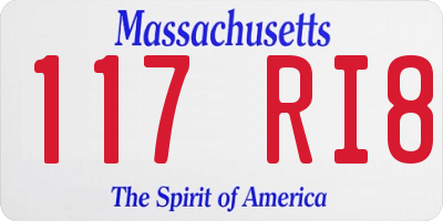 MA license plate 117RI8
