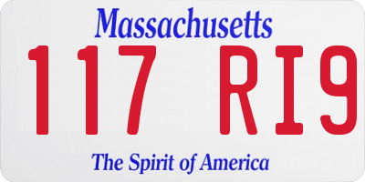MA license plate 117RI9