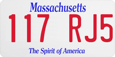 MA license plate 117RJ5
